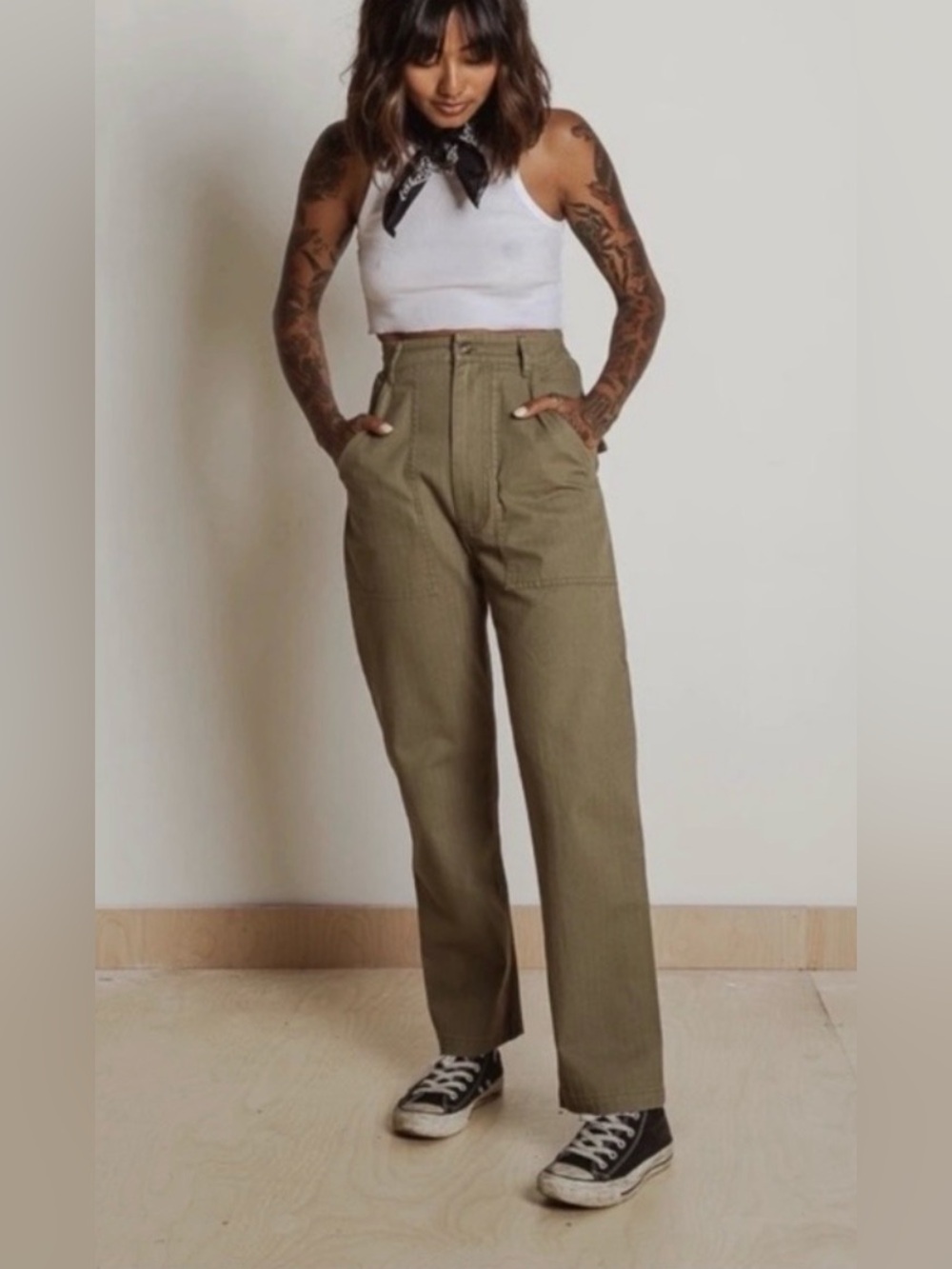 P & Co 304 Service Fatigue Pants in Army Green